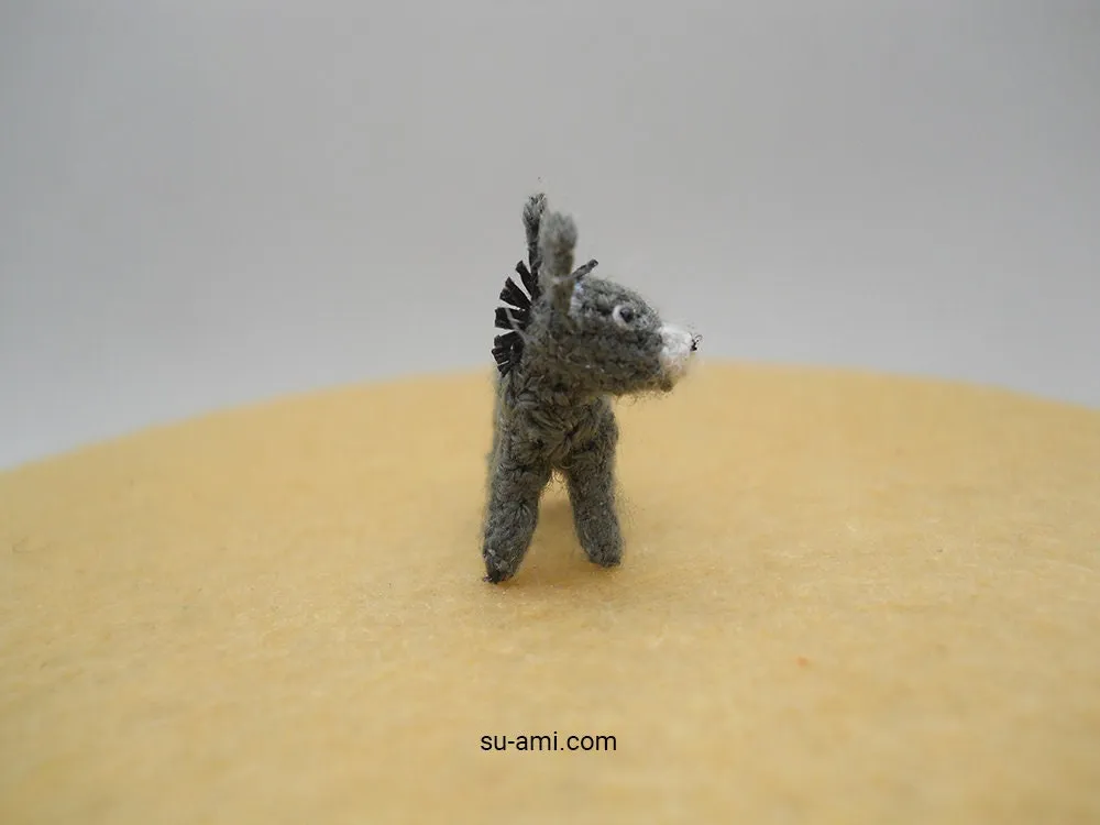 Miniature Donkey 0.6 Inch - Micro Crochet Animals - Made To Order