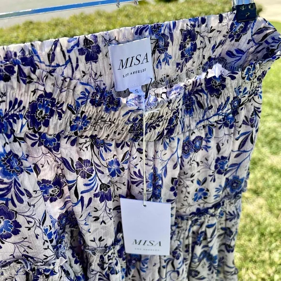Misa Marion Skirt NWT Cerulean Floral Blue Ruffled Mini Womens Size Small
