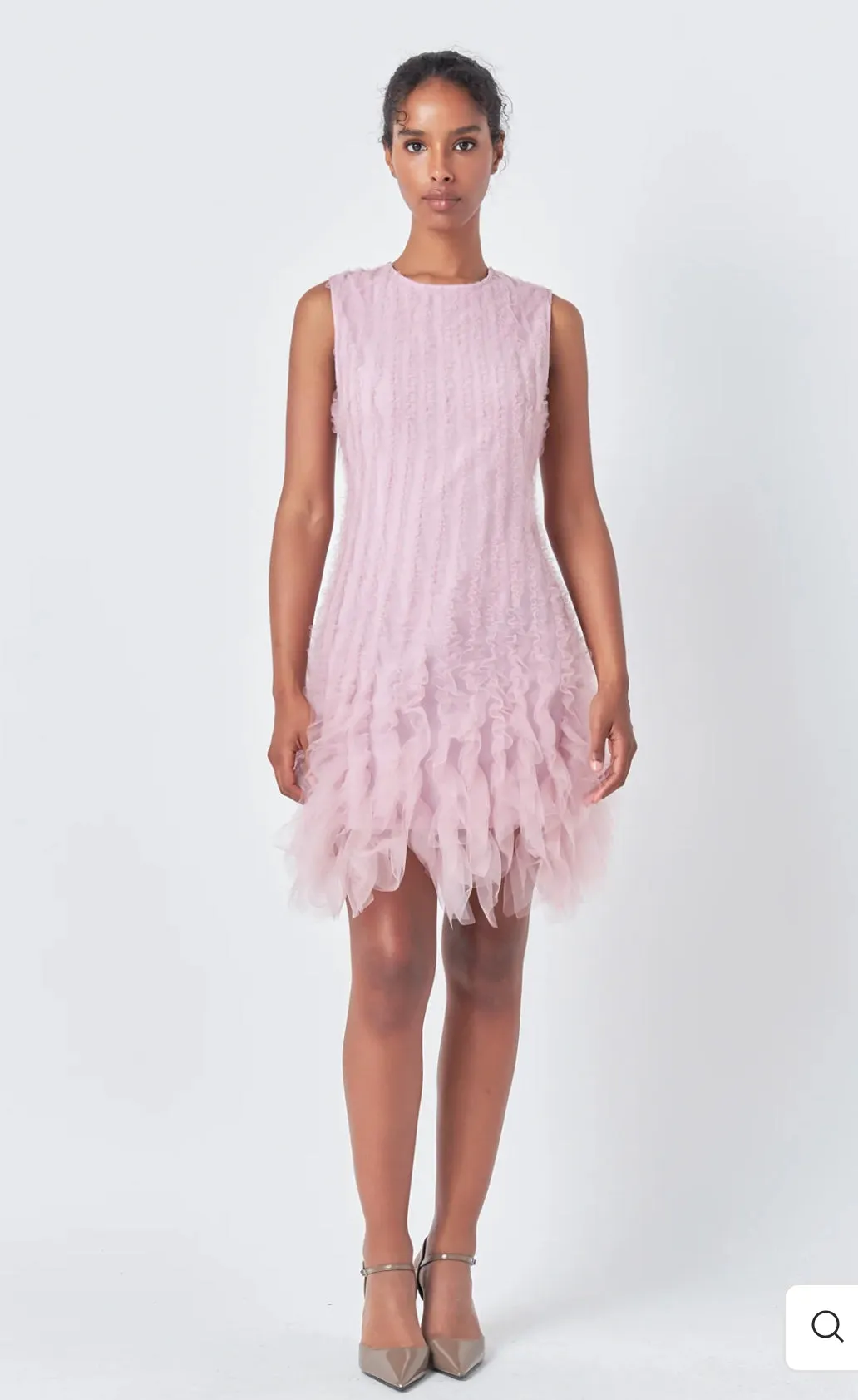 Mulberry Tulle Ruffled Mini Dress