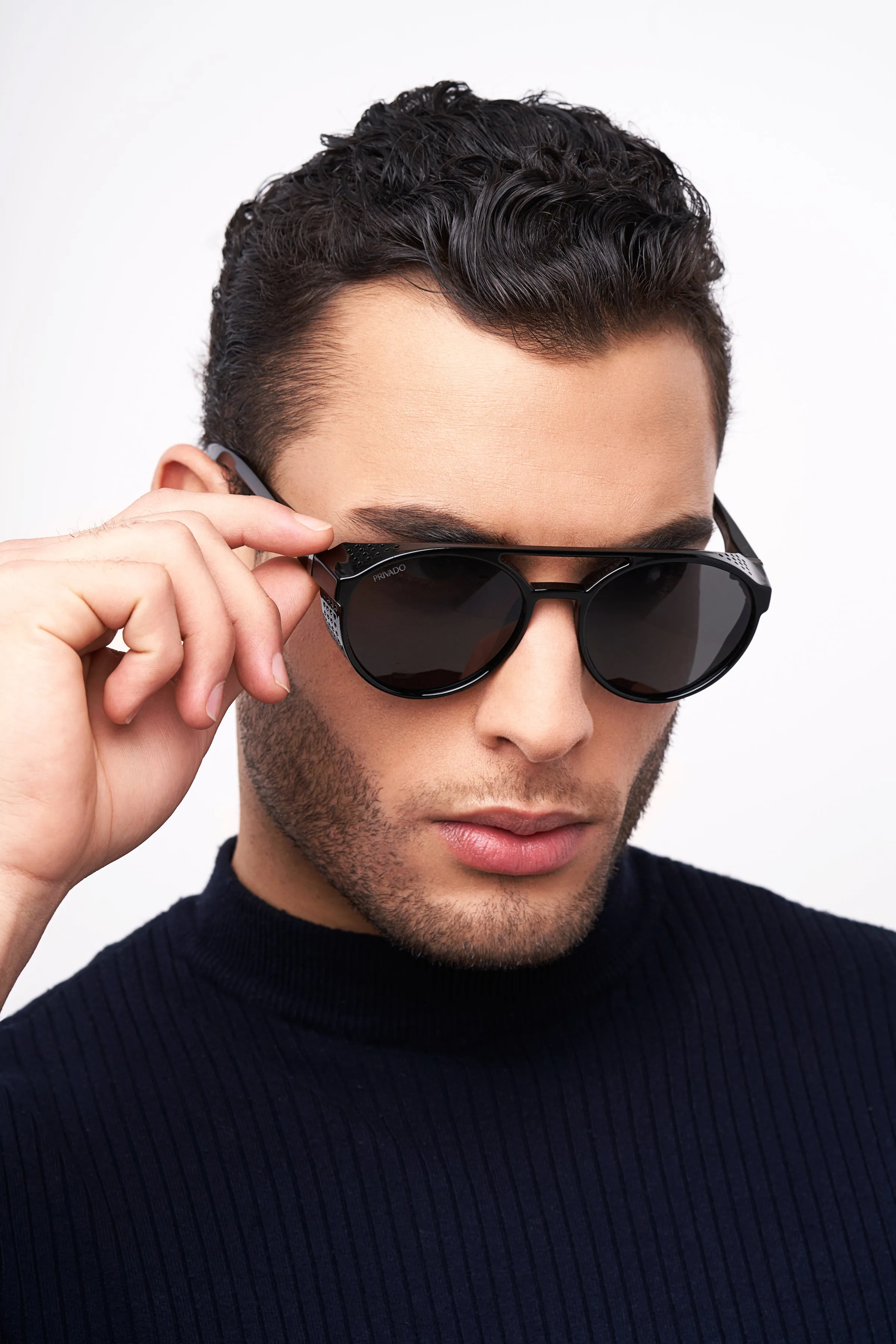 Noctua - Round Polarized Sunglasses - Matte Brown & Black