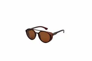Noctua - Round Polarized Sunglasses - Matte Brown & Black