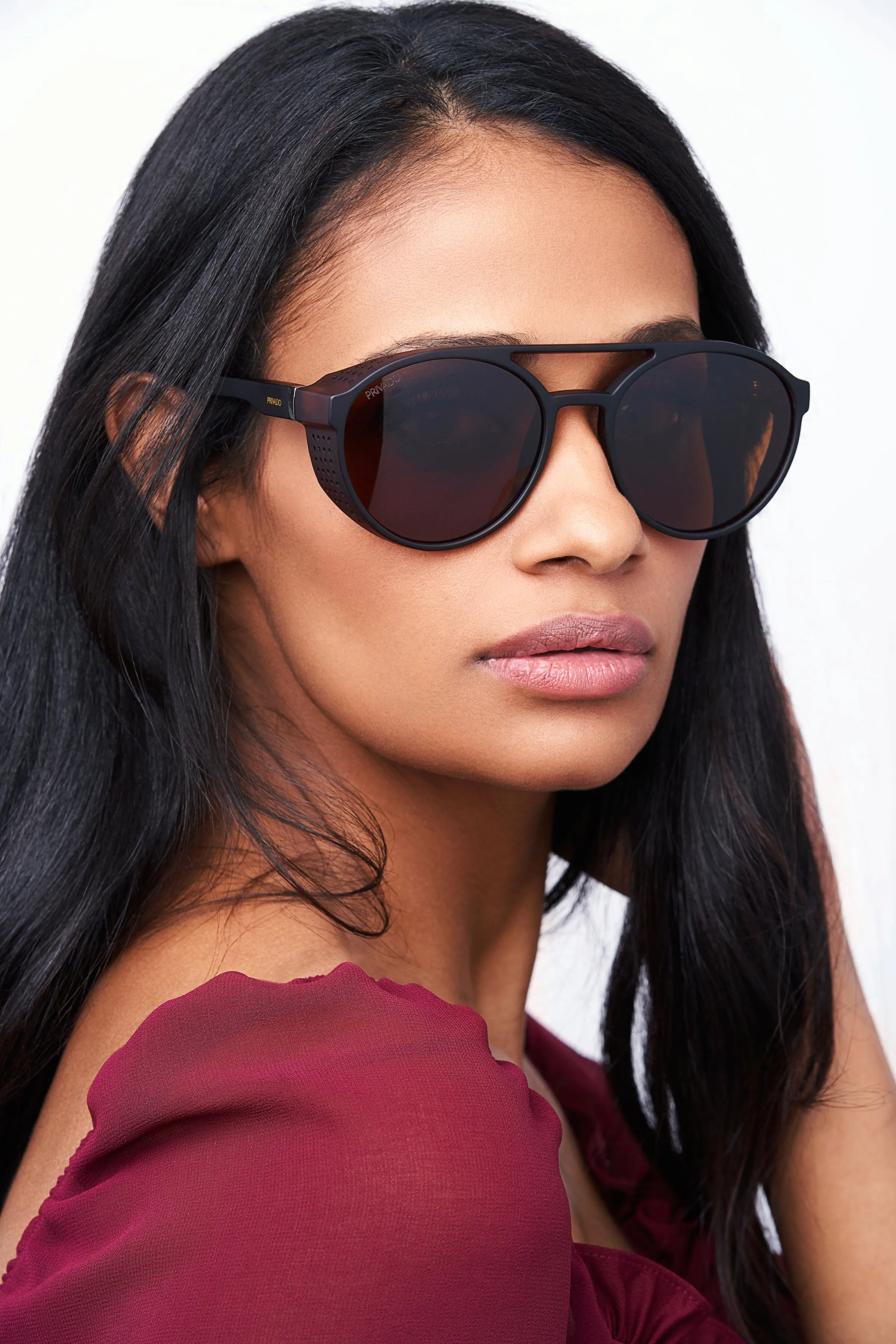 Noctua - Round Polarized Sunglasses - Matte Brown & Black