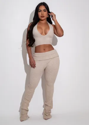 Oasis Lounge Ribbed Pant Set Nude
