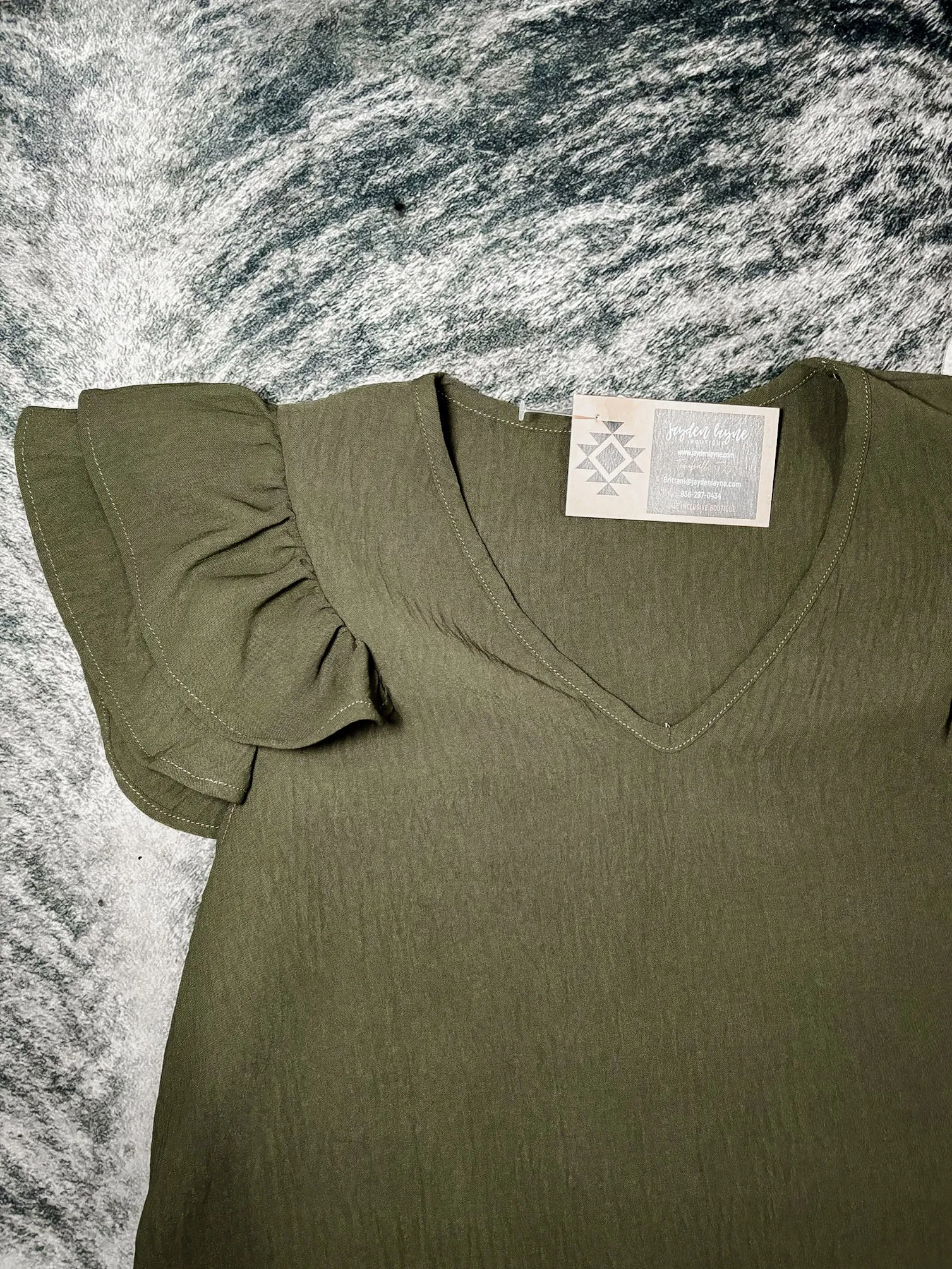 Olive Sadie Vneck Ruffle Sleeve Top