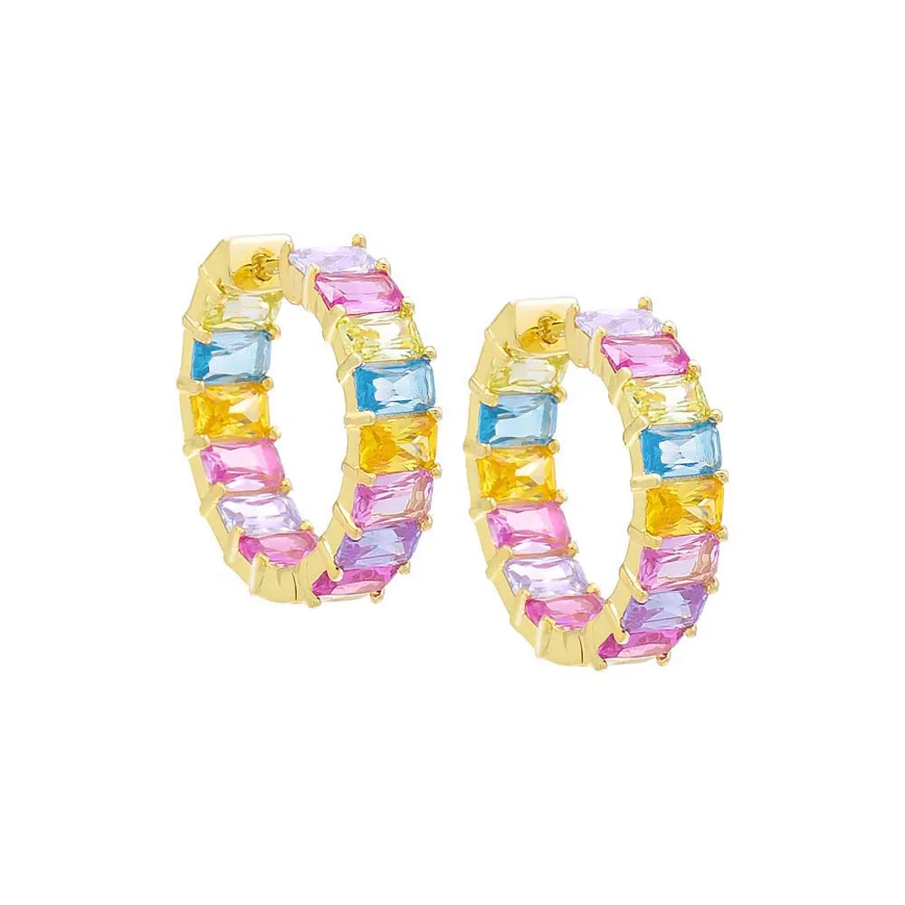 Pastel Baguette Hoop Earring