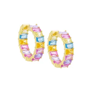 Pastel Baguette Hoop Earring
