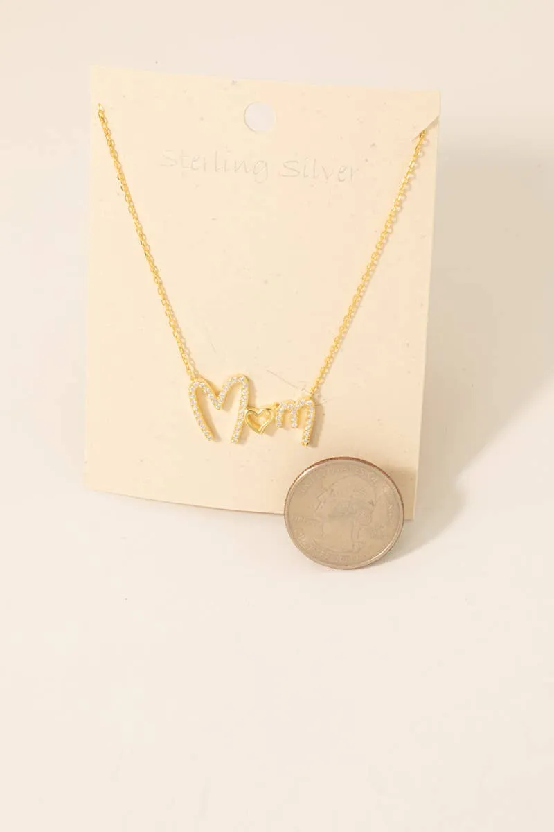 Pave Mom Pendant Necklace