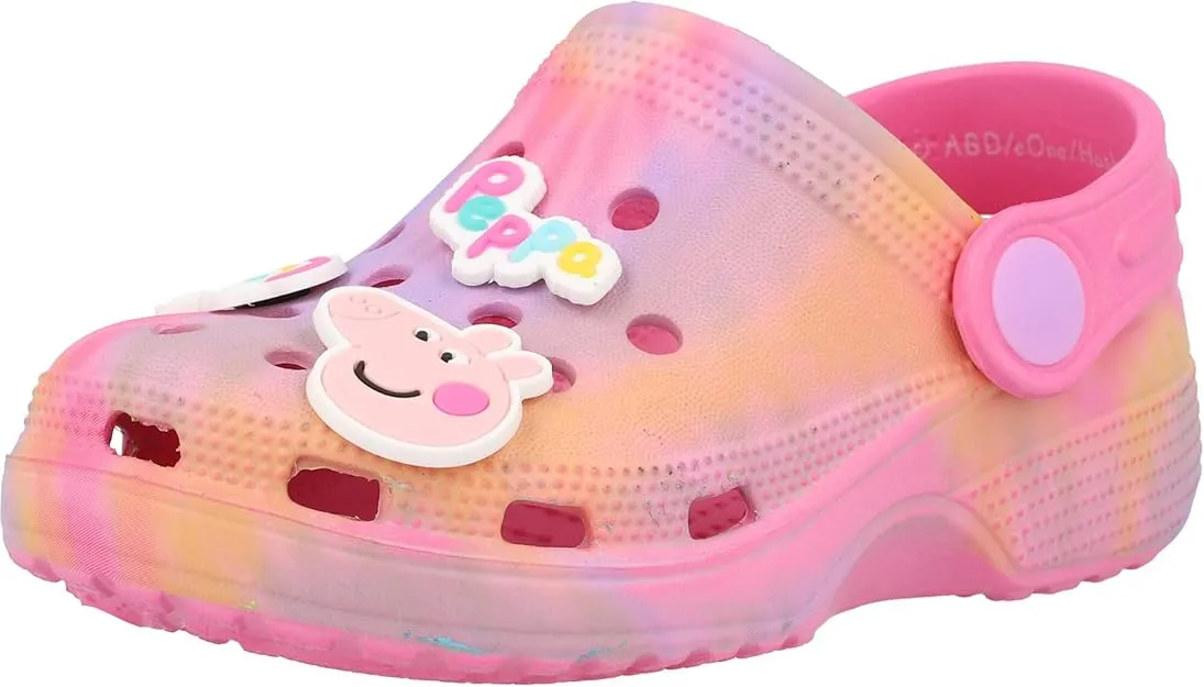 Peppa Pig Toddler Clogs EVA Slip-On Shoes with Peppa Pig Charms – Size 5-10