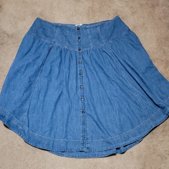 PILCRO BY ANTHROPOLOGIE Denim Button-Front Skirt