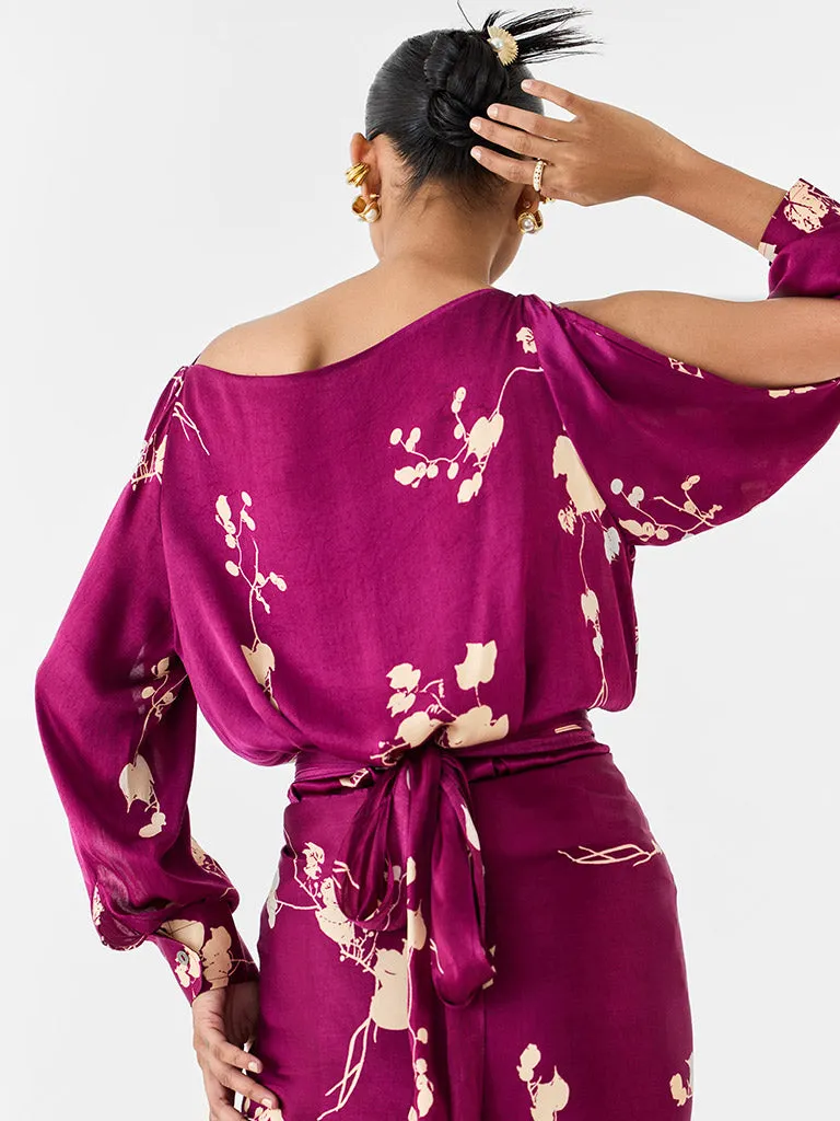 Plum Shirt Draped Dress