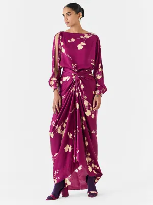 Plum Shirt Draped Dress