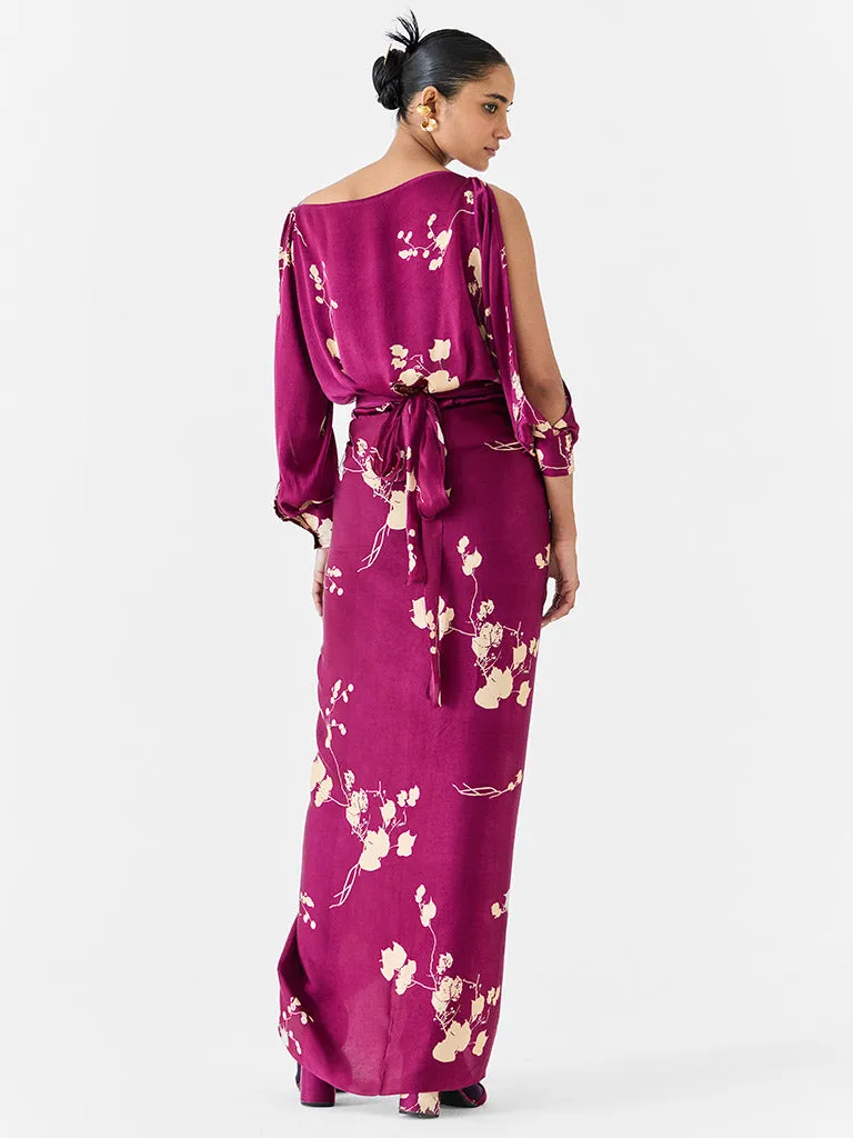 Plum Shirt Draped Dress