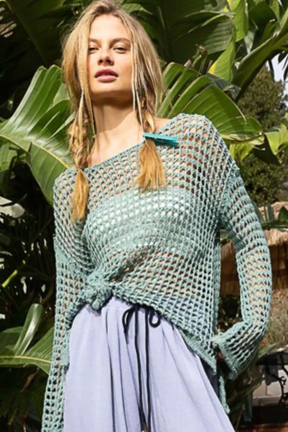 POL Perfectly Knit Top- Dusty Teal
