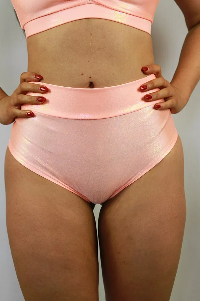 Rarr Mid Waisted Brazil Scrunchie Bum Shorts - Rainbow Sparkle