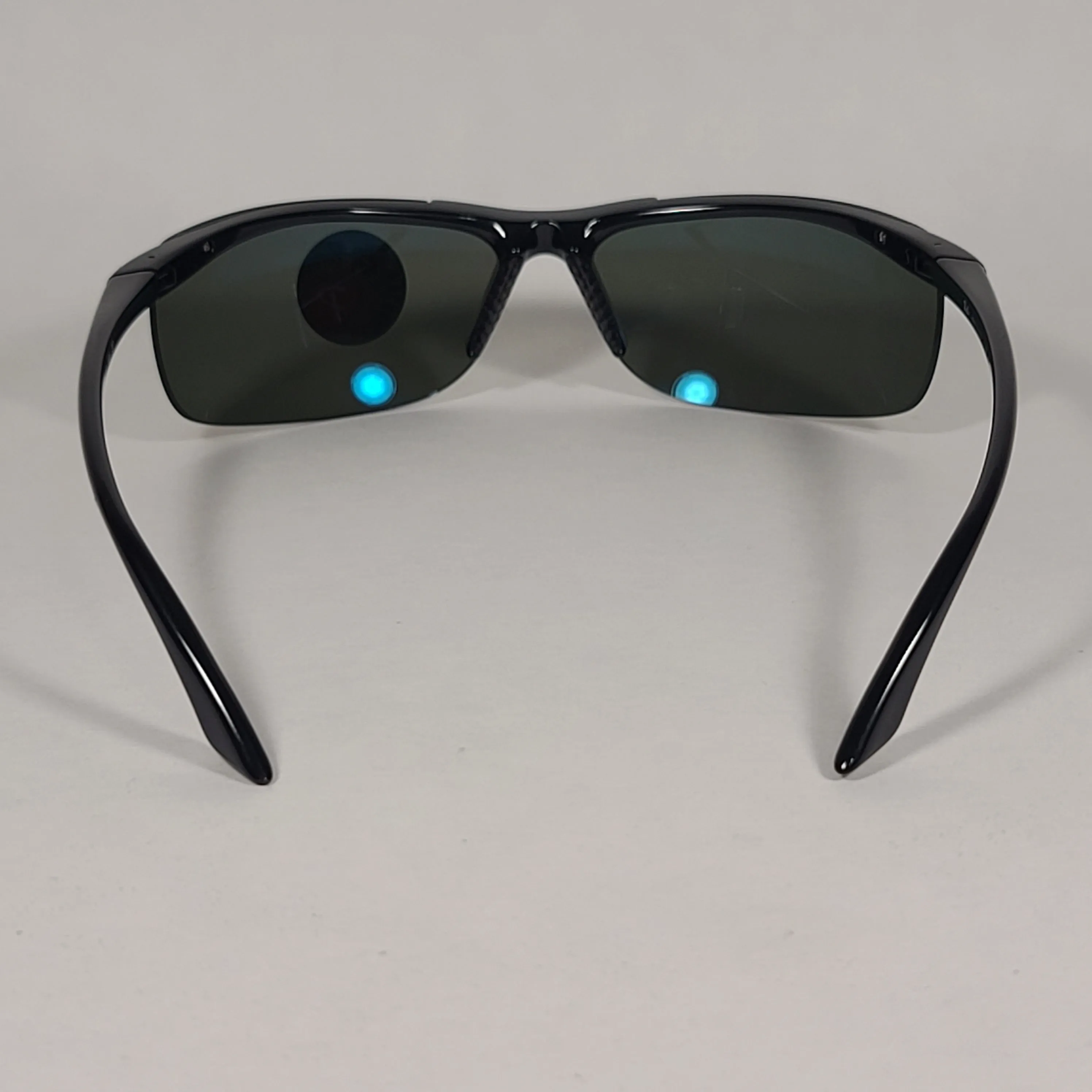Ray-Ban Active Rimless Polarized Sunglasses RB4085 601/9A Sport Wrap Shiny Black Frame Green Lens