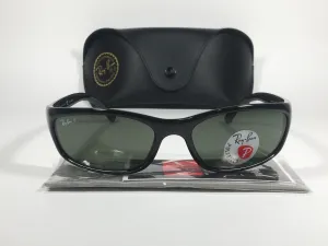 Ray-Ban Polarized Small Predator Active Lifestyle Sunglasses RB4115 601/9A Wrap Black Gloss Green Lens