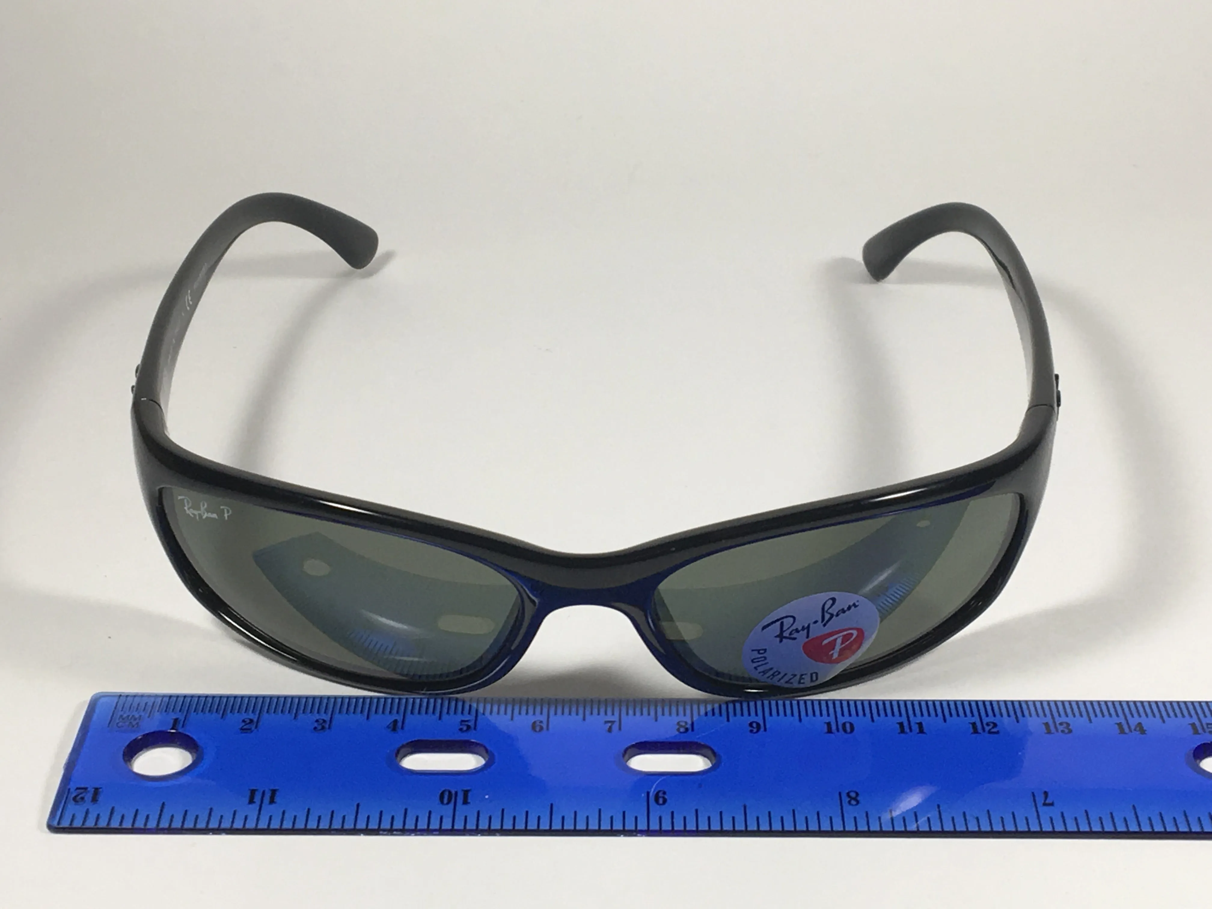 Ray-Ban Polarized Small Predator Active Lifestyle Sunglasses RB4115 601/9A Wrap Black Gloss Green Lens