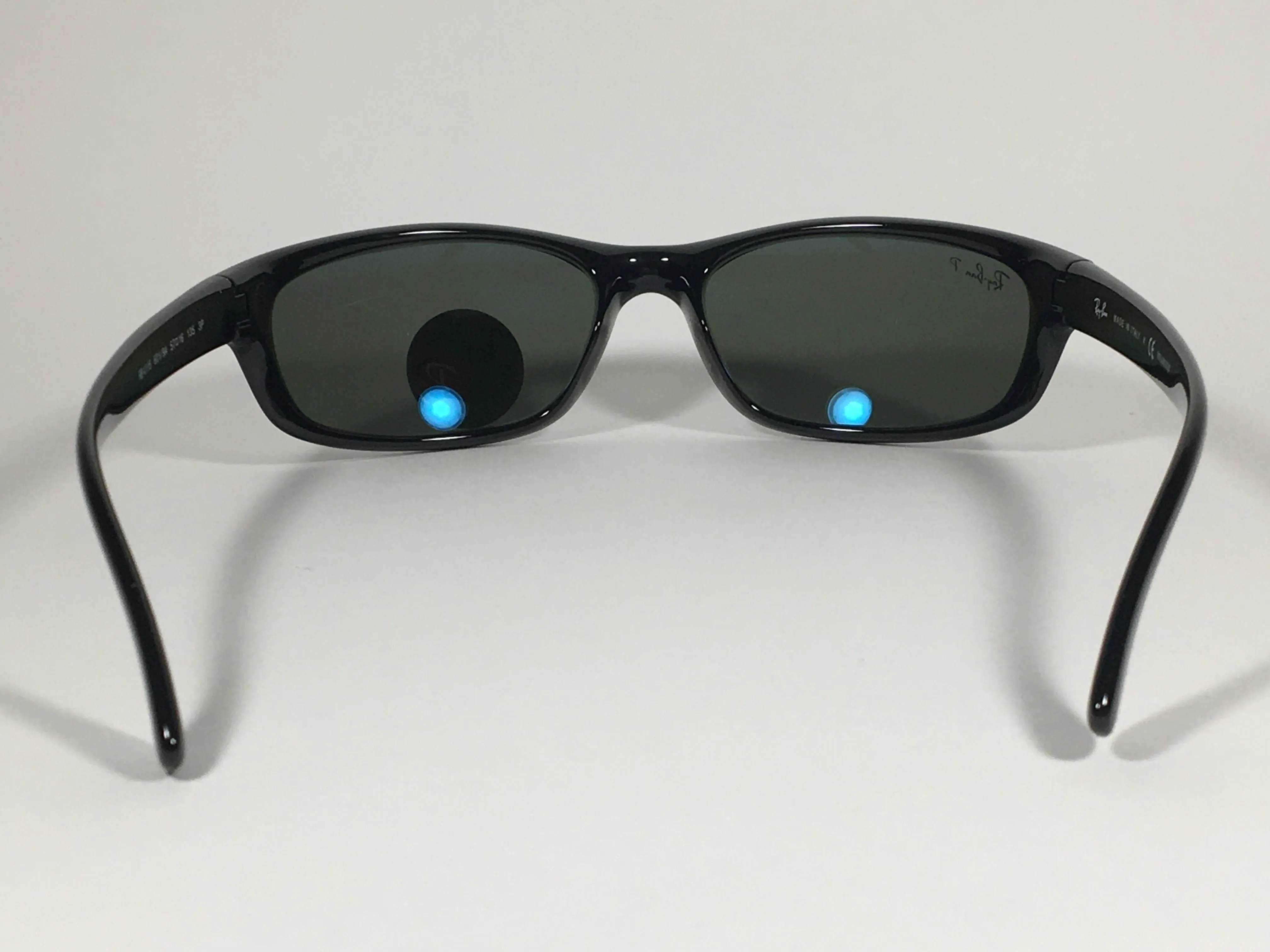 Ray-Ban Polarized Small Predator Active Lifestyle Sunglasses RB4115 601/9A Wrap Black Gloss Green Lens