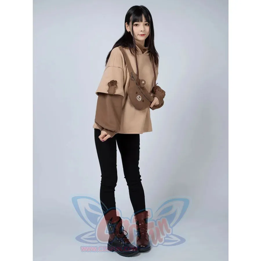 【READY TO SHIP】Winter Bear Detachable Bag Fake Two-Piece Fleece Hoodie C00554