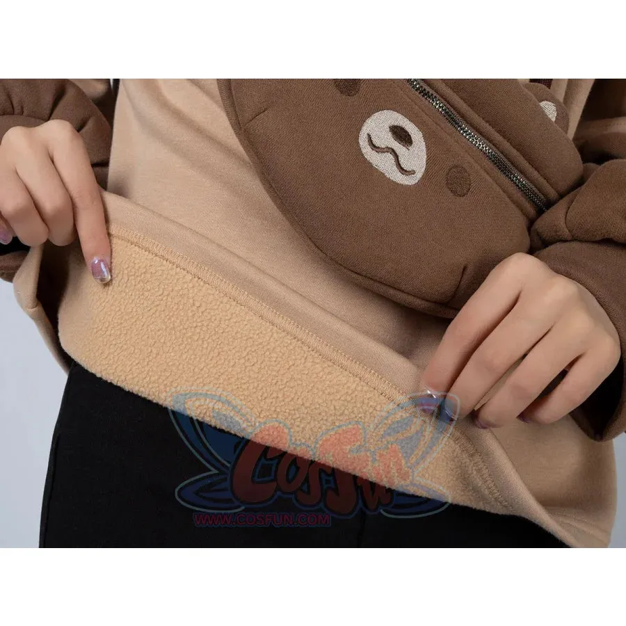 【READY TO SHIP】Winter Bear Detachable Bag Fake Two-Piece Fleece Hoodie C00554