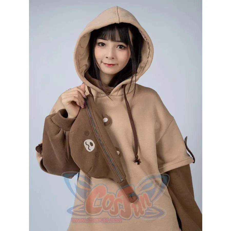 【READY TO SHIP】Winter Bear Detachable Bag Fake Two-Piece Fleece Hoodie C00554