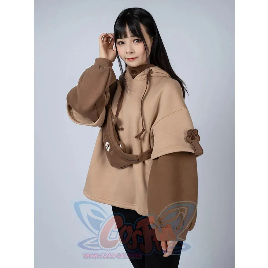 【READY TO SHIP】Winter Bear Detachable Bag Fake Two-Piece Fleece Hoodie C00554