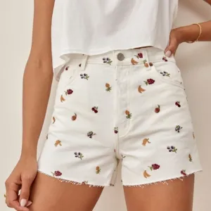 Reformation Charlie Fruit Loops High Rise Jean Shorts Vintage White  Size 27