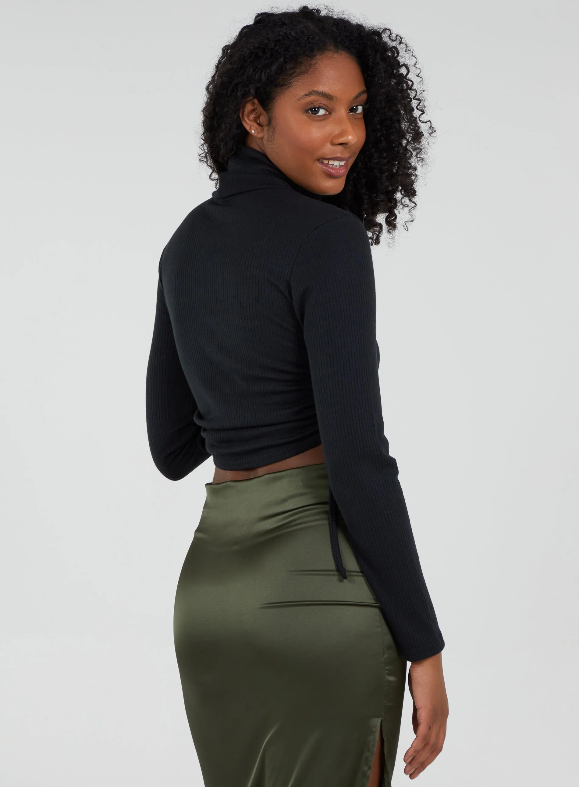 Ruched Crop Ribbed Top