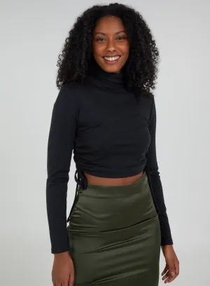 Ruched Crop Ribbed Top