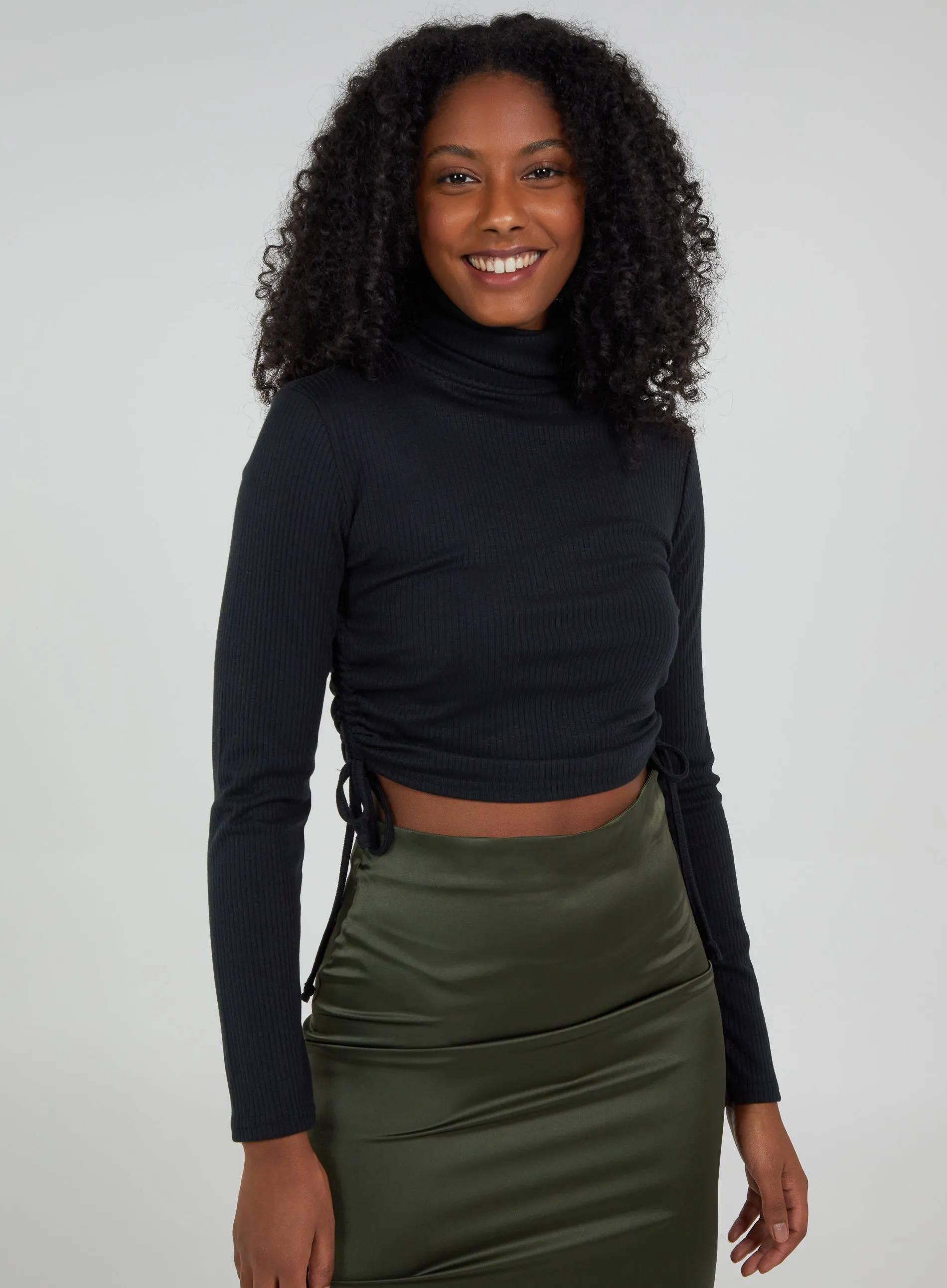 Ruched Crop Ribbed Top