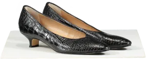 Russell & Bromley Black Croc Print Kitten Heels UK 6 EU 39 👠