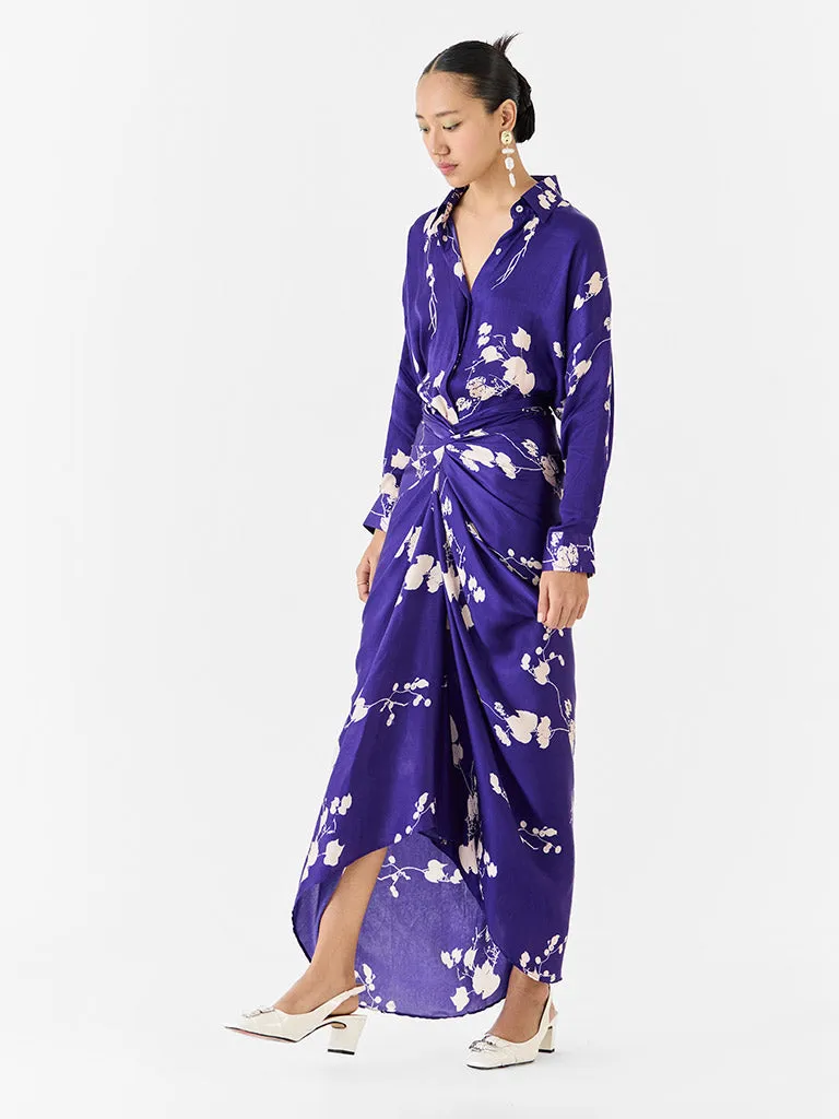 Sakura Draped Shirt Dress