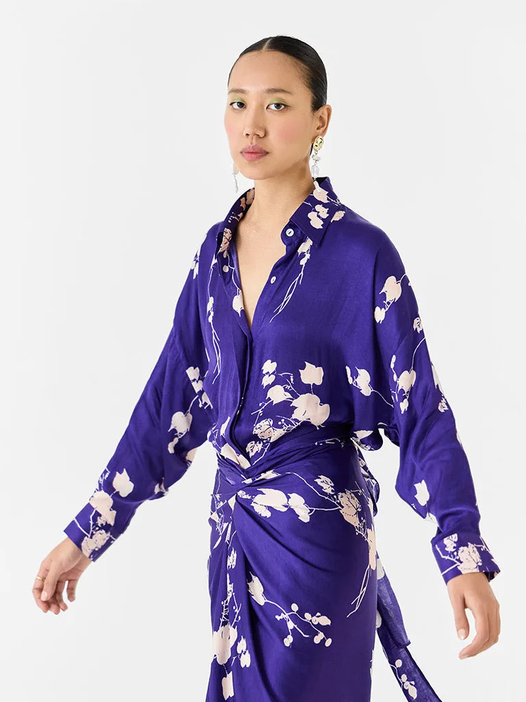 Sakura Draped Shirt Dress