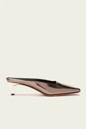 Sia Square Toe Mule in Gloss Metallic Gobi