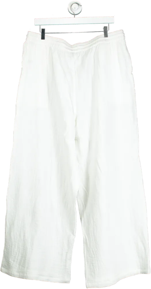 Simply Be. White Cotton Wide-Leg Trousers UK 18