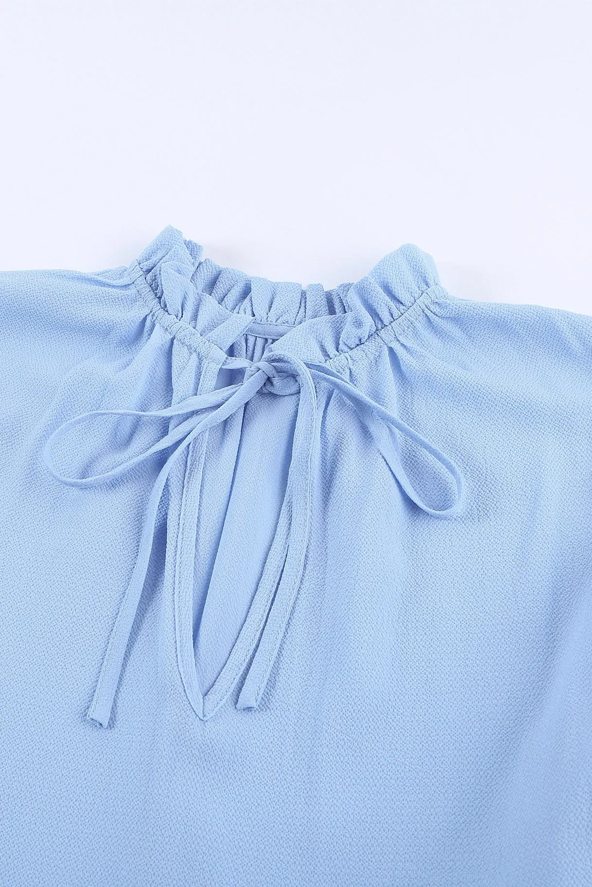 Sky Blue V Neck Ruffled Swing Mini Dress