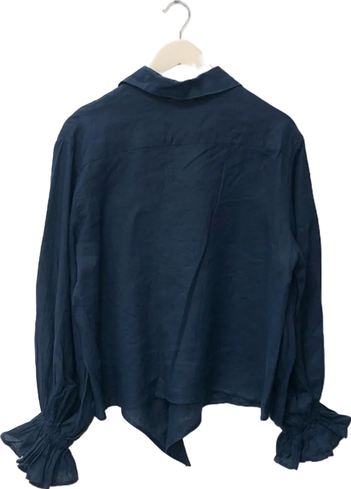 Sleeper Navy Blue Ruffled Cuff Shirt UK S
