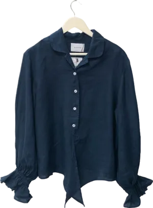 Sleeper Navy Blue Ruffled Cuff Shirt UK S