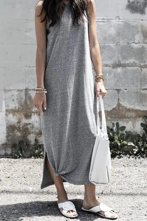 Slit O Neck Maxi Dress
