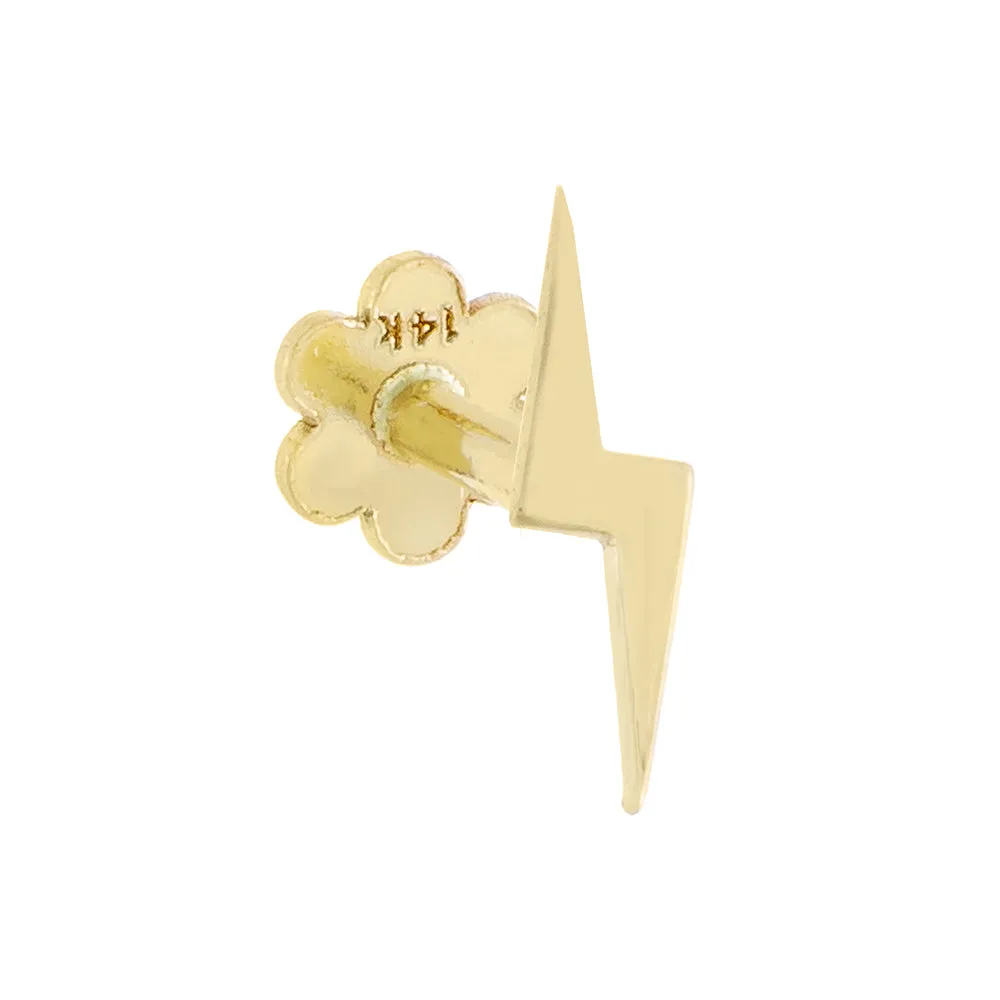 Solid Lightning Threader Stud Earring 14K