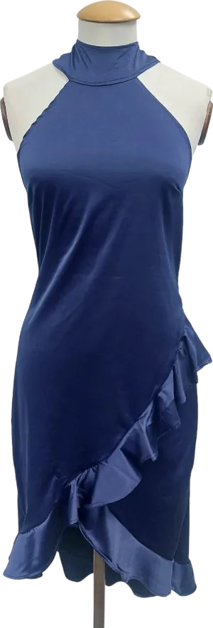 Souki Belair Blue Ruffle Halter Dress UK S