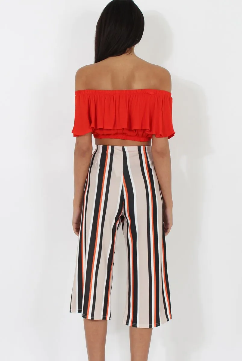 Stone and Black Stripe Culotte - Margo
