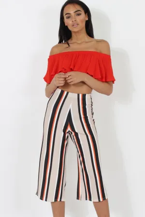 Stone and Black Stripe Culotte - Margo