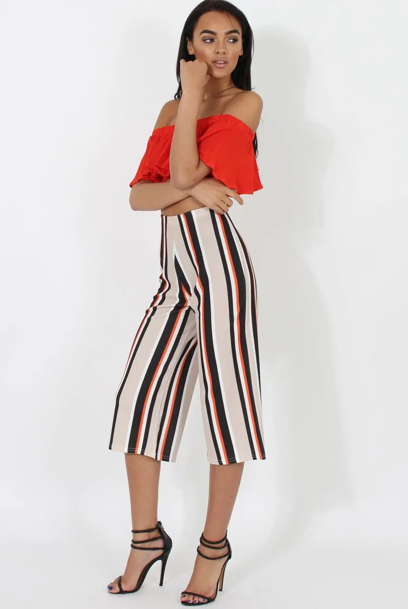 Stone and Black Stripe Culotte - Margo