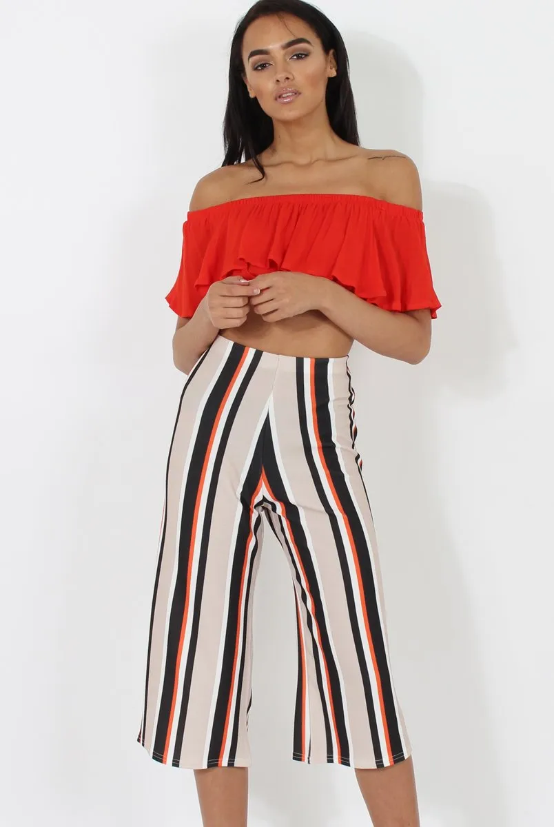Stone and Black Stripe Culotte - Margo