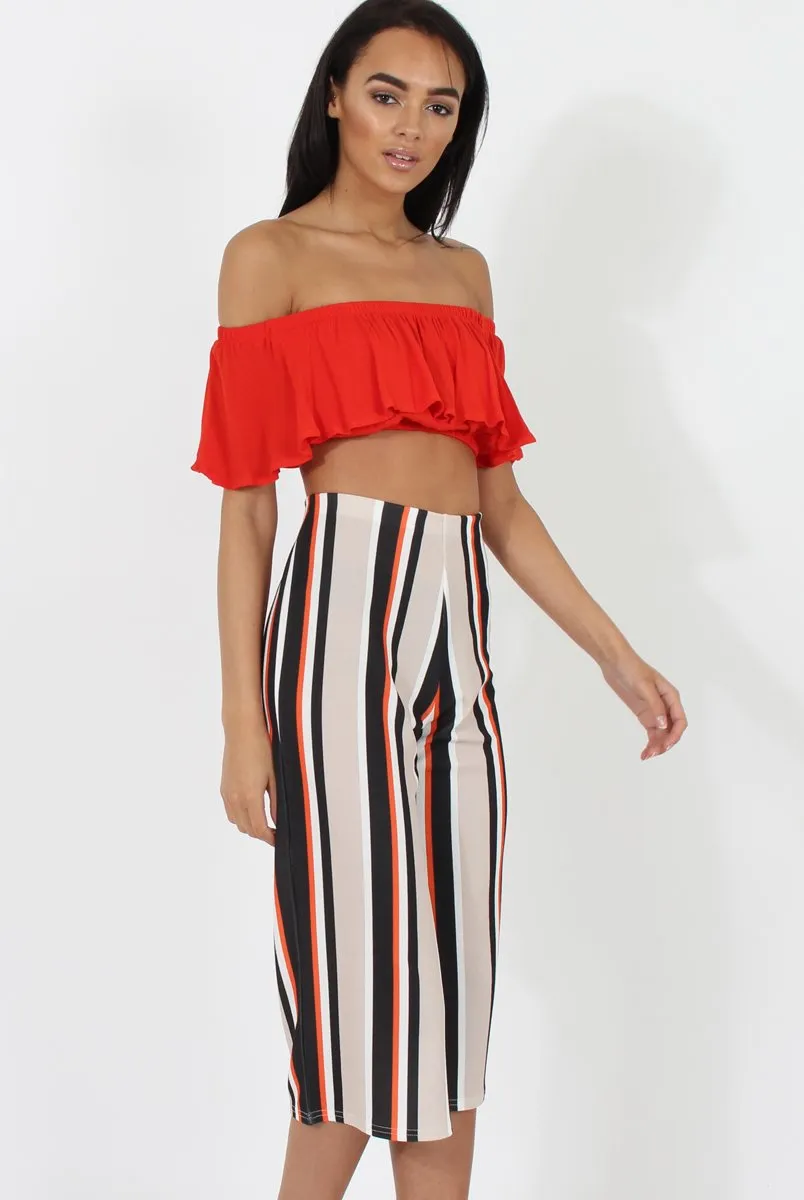 Stone and Black Stripe Culotte - Margo