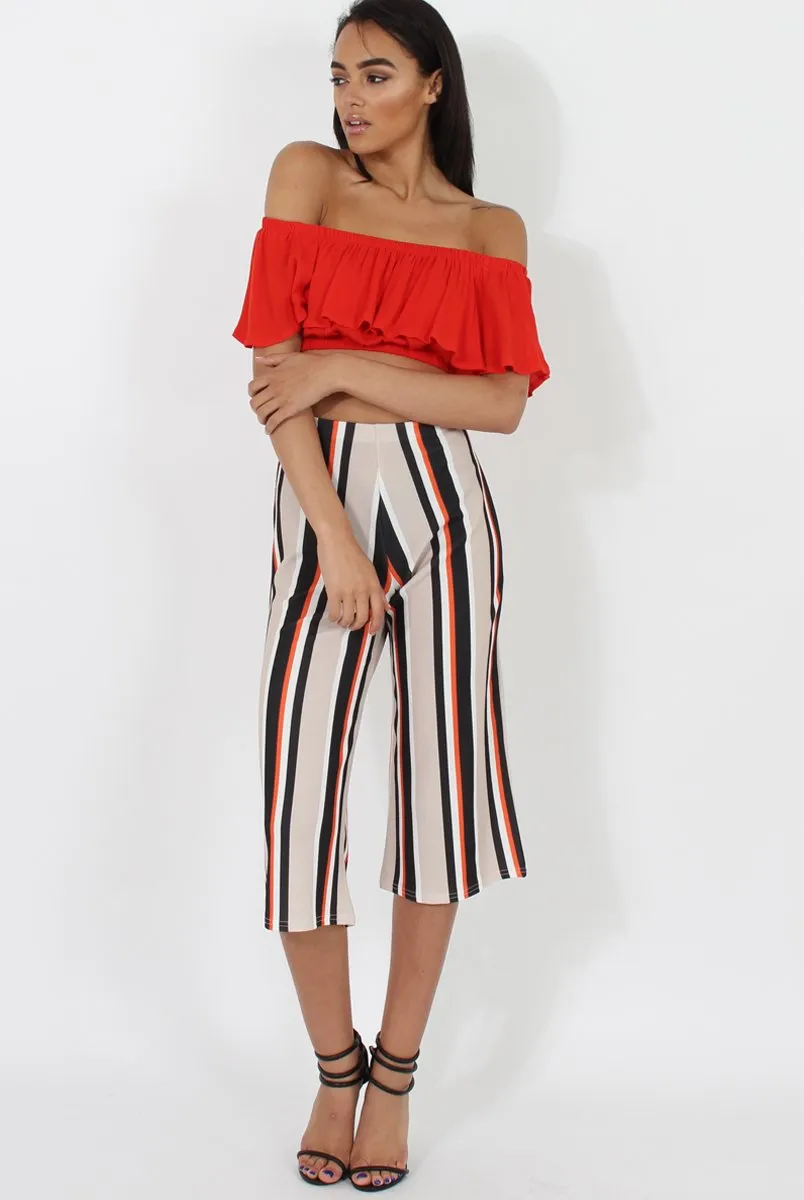Stone and Black Stripe Culotte - Margo
