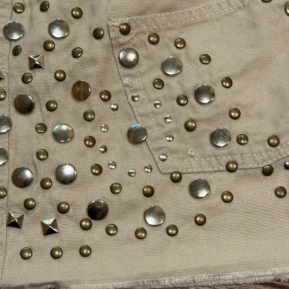 Studded Tan Mini Skirt Medium