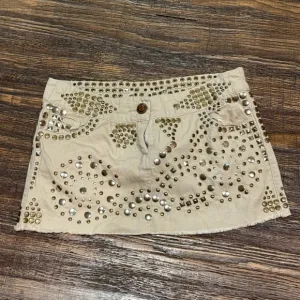 Studded Tan Mini Skirt Medium