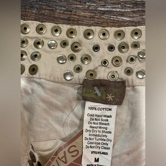 Studded Tan Mini Skirt Medium